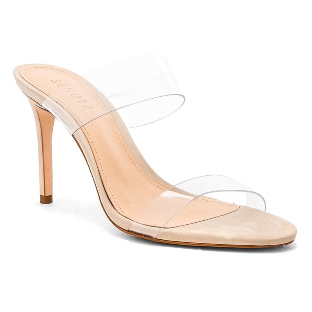 NWT Schutz Ariella Clear Strap High-Heel Slide